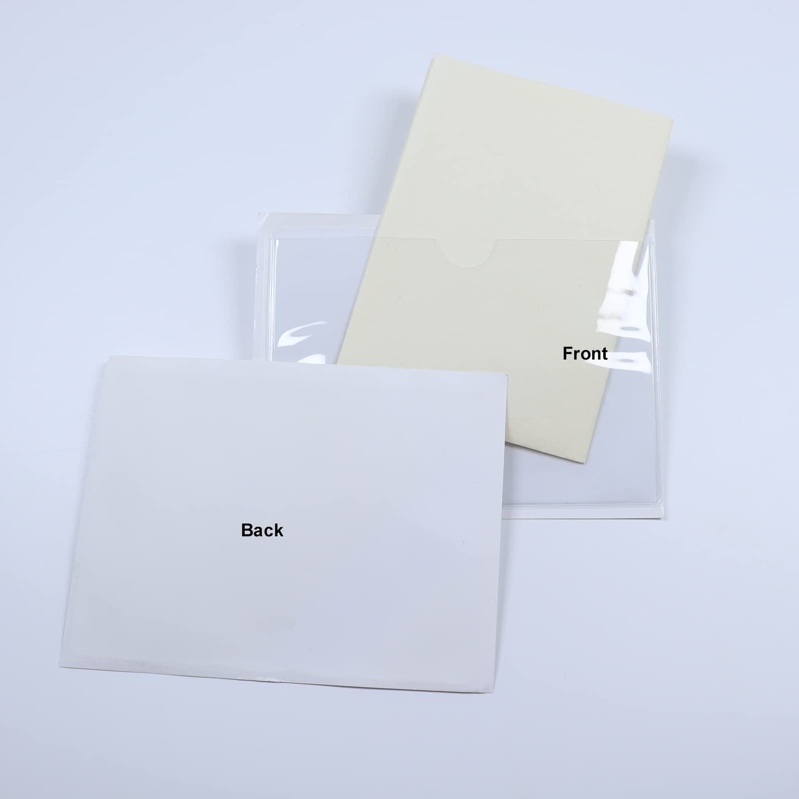 Baikeen Self Adhesive Clear Pockets,Clear Self Adhesive Card Label Pocket Holders Photo Pockets Sleeves for Index Cards,Planners,Cabinets,Shelves 10Pieces (160x110mm)