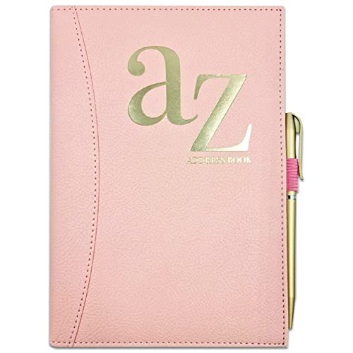 A to Z Telephone A5 Address Book A-Z Index Hard Back Cover with Pen (Pink)