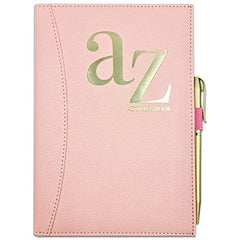 A to Z Telephone A5 Address Book A-Z Index Hard Back Cover with Pen (Pink)