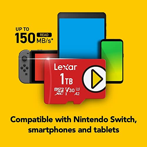 Lexar PLAY 512GB Micro SD Card, microSDXC UHS-I Card, Up To 150MB/s Read, TF Card Compatible-with Nintendo-Switch, Portable Gaming Devices, Smartphones And Tablets (LMSPLAY512G-BNNAG)