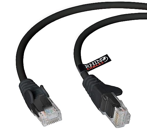 rhinocables CAT5e High-Speed Ethernet Patch Network Cable for LAN — Snagless Cable with RJ45 Connector Lead — Ideal for Internet, Router, Modem, Smart TV, PC & Laptop (1m, Black)