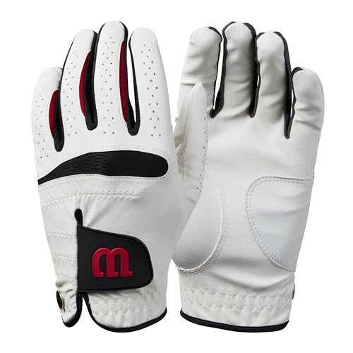 Wilson Men's Feel Plus Left Hand Golf Gloves, White, Medium/Large