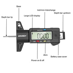 GODESON Digital Tyre Tread Depth Gauge UK,0-25.4 Mm Inch Tyre Guage Digital with Large LCD Display and Tire Tread Depth Measuring tool for Cars,Trucks,Moto