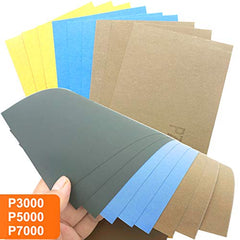 Akuoly Wet and Dry Sandpaper 33pcs Abrasive Paper Sheets 7000 5000 3000 2500 2000 1500 1200 1000 800 600 400 Grit Sandpapers for Automotive Sanding Wood Finishing and Turning, 9 x 3.6 inches