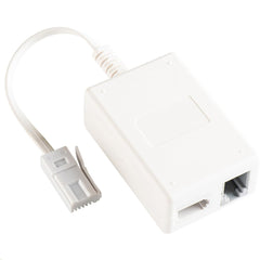 rhinocables ADSL Microfilter with Cable Lead and RJ11 Connection Adapter - BT Plug, BT Socket, ADSL Socket for Broadband Modems, White