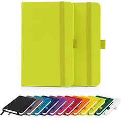 Savvy Bee 2 x Notebooks, Double Pack A6 Notebook New Lined Pocket Hardback Small Journal with pen loop, elastic closure and ribbon marker 196 pages / 98 sheets Notepad Notes Pad (Lime)