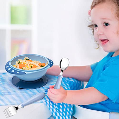 3 Set/6 PCS Baby Fork and Spoon, Toddler Utensils Stainless Steel Baby Forks and Spoons Silverware Set with Round Handle Kids Silverware Children's Flatware Kids Cutlery Set 3 x Forks,3 x Spoons