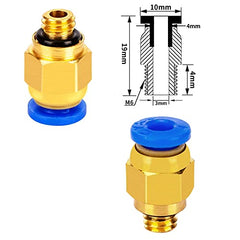 LUTER PC4-M6 Pneumatic Air Straight Quick Fitting(Pack of 10pcs), 4mm thread M6 Push to Connect for PTFE Tube 3D Printer Connector