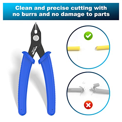 VCELINK Side Cutters Wire Cutters Precision Flush Cutters Small Cable Snips Diagonal Pliers Ideal for Electronic Industry Repair, Jewelry Processing, DIY Model Making 129mm Blue