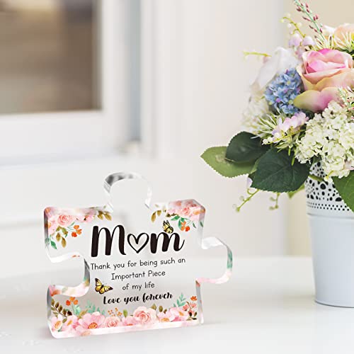 Gifts for Mum - Mum Birthday Gifts Acrylic Block Puzzle, Touching Sayings Engraved Mum Gifts, Presents for Mum from Daughter