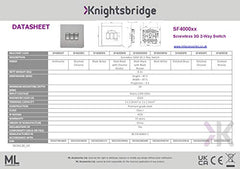 Knightsbridge SF4000MB Screwless 10 A 3-Gang 2 Way Switch, Matt Black with Chrome Rocker