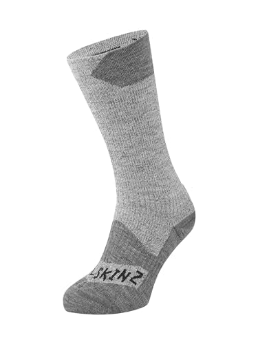 SEALSKINZ Mens Walking Thin Mid Socks, Grey/Grey Marl, L EU