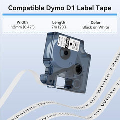 Unistar Compatible Dymo 160 Label Tape Replacement for Dymo D1 Tape Cartridge 12mm x 7m Black on White D1 45013 S0720530 Tape Cassette for Dymo Label Manager 160, 3 Cartridges