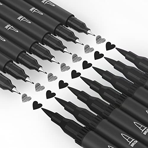 Mogyann Felt Tip Pens, 12 Pack Black Markers Colouring Pens for Art Drawing Sketching