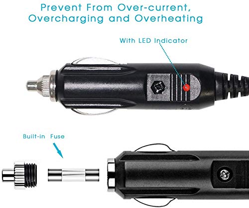 GTIWUNG 2 Pack Car Cigarette Lighter Male Plug with Leads, 10A Fuse Protection with LED Light, 12V 24VCigar Female Socket Plug Extension Cord for Motorcycle, Car, Tractor