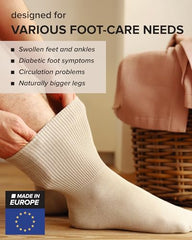 vitsocks Men's Extra Wide Loose Fitting Diabetic Socks (3 PAIRS) Swollen Feet Ankles Legs, beige, 6-7.5