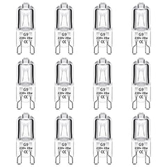 Caldarax 12 Pack G9 Halogen Bulbs 28W 230V Dimmable, 2700K Warm White, 320lm, G9 Clear Capsule Halogen Bulb, for Oven, Table Lamps, Cabinet Lights, Cooker Hood