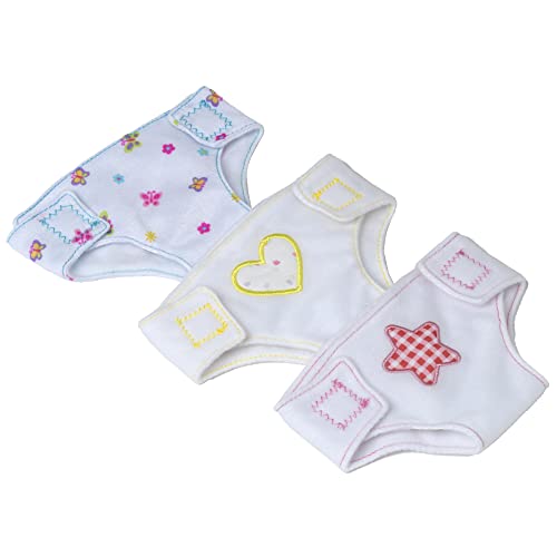 DOLLSWORLD from Peterkin   3-Pack Fabric Doll Nappies   Adjustable and reusable fabric dolls nappies   Dolls & Accessories   Ages 18m and