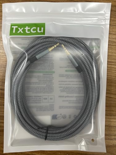 Txtcu 3.5mm Aux Cable 3m, Auxiliary Audio Cable Braided Stereo Mini Jack Male to Male Headphone Cable Auxiliary Aux Audio Cable for Headphones, iPods, iPhones, iPads, Home/Car Stereos,MP3 Player