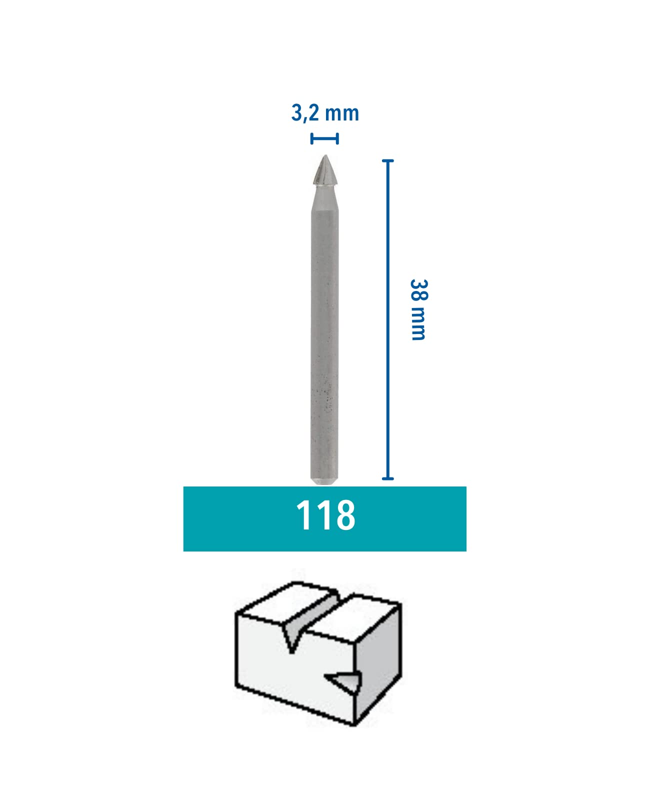 Dremel 118 Milling Cutting Bits in 2-Pack Accessory Set - 2 Triangle-shaped High-Speed Cutters with 3.2mm Working Diameter