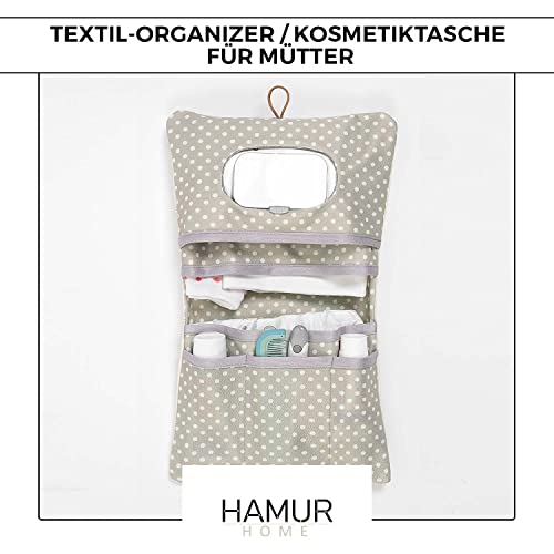 HAMUR HOME Diaper Bag Organizer And Cosmetic Bag 2in1 - Small Diaper Bag For On The Go Mom's Diapers Cream Wipes Baby Organizer (Leaves)