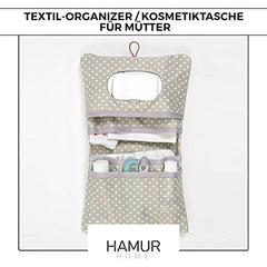 HAMUR HOME Diaper Bag Organizer And Cosmetic Bag 2in1 - Small Diaper Bag For On The Go Mom's Diapers Cream Wipes Baby Organizer (Leaves)