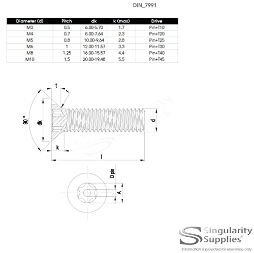 M8 (8mm x 30mm) Hex Socket Countersunk Machine Screw (Bolt) - Steel (Pack of 20)