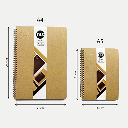 Nu Notebooks - Kraft Range - Manilla Wire Bound A5 Notebook - Stationery Notebooks - Professional Notepad - 160 Pages