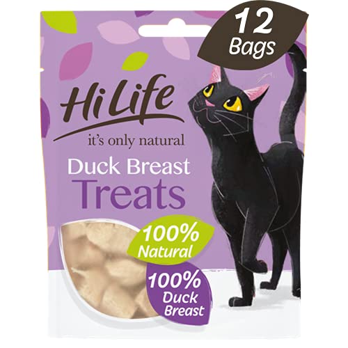 HILIFE,Duck Treats it's only natural Cat Treats - 100% Duck Breast, 100% Natural Grain Free, 12 Bags x 10g