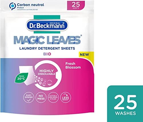 Dr. Beckmann MAGIC LEAVES Laundry Detergent Sheets BIO   Convenient and pre-dosed laundry detergent sheets   Dissolvable climate neutral and easy to use   25 sheets