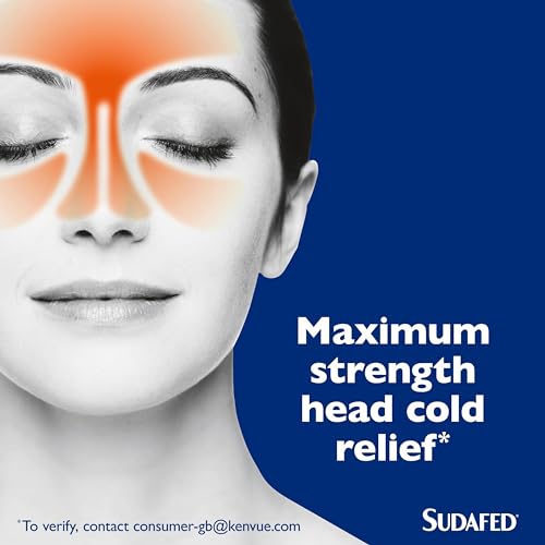 Sudafed Congestion & Headache Relief Max Strength Capsules, Targets Blocked Nose, Pressure, Heavy Head, Relieves Congestion and Headache with Maximum Strength formula, pack of 16