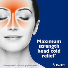 Sudafed Congestion & Headache Relief Max Strength Capsules, Targets Blocked Nose, Pressure, Heavy Head, Relieves Congestion and Headache with Maximum Strength formula, pack of 16