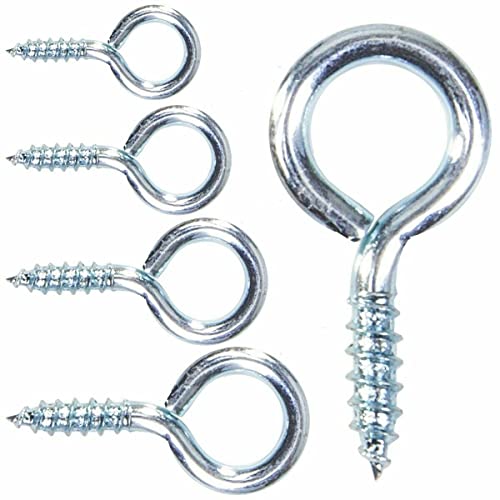 SISI UK® 20 x Heavy Duty Screw in Eye Hooks 30mm,35mm,40mm,45mm,55mm,65mm,75mm -Metal/Wood/Thread/Twist/Ring/HoopHeavy Duty Loop/Vine/Hoop/Frame Eye Hooks (75MM)