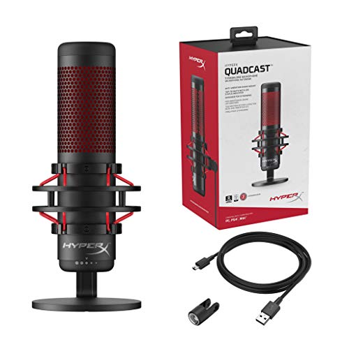 HyperX QuadCast – Standalone Microphone for streamers, content creators and gamers PC, PS4, and Mac, usb