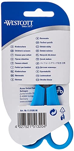 Westcott E-21595 00 Kids Scissor witch cm-scale, pointed tip, 5 inches/13 cm, blue