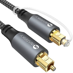 WARRKY Optical Cable for Soundbar to TV, Optical Cable, 1.8M / 6FT [Alloy Case, Nylon Braided, 24K Gold-Plated] Digital Optical Audio Cable Toslink, Compatible with Samsung, LG, Sony, Xbox etc.