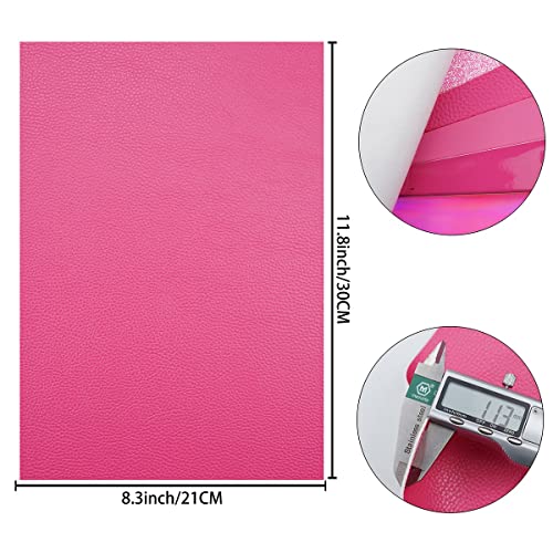 6 Pieces/Set 8x12 Inch (21cm x 30cm) A4 Bundle Leather Sheets Mixed Hot Pink Series Sparkle Fine Glitter Patent Holographic Litchi Faux Leather Fabric for Bow Earring Making DIY Craft