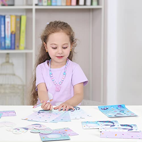 Mermaid Paper and Envelopes Set - 71PCS Magical Mermaid Stationery Paper for Kids Girls Christmas Birthday Gifts Stationery Letter Writing Set Envelopes Greeting Cards Stickers Ballpoint Pen Gift Box