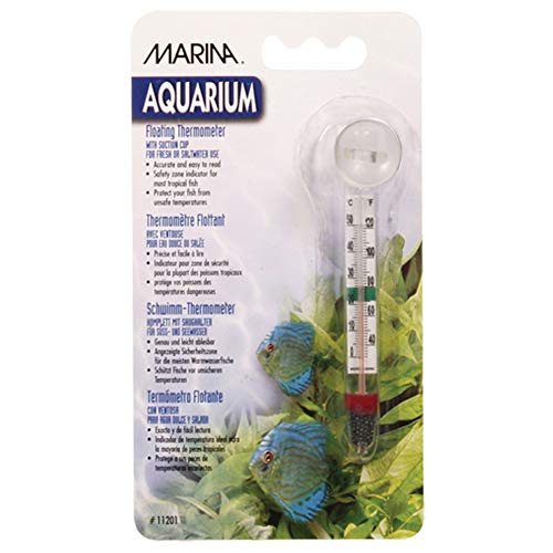 Marina Aquarium Floating Glass Thermometer with Sucker, Transparent