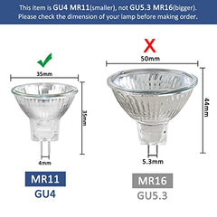 8 Pack MR11 GU4 10W 12V Halogen Reflector Bulb, Warm White 2800K, Dimmable Halogen Spotlight, 150LM, GU4 Bi-Pin Base, 30°Beam Angle, 35mm*35mm, for Hallway, Ceiling Spotlight