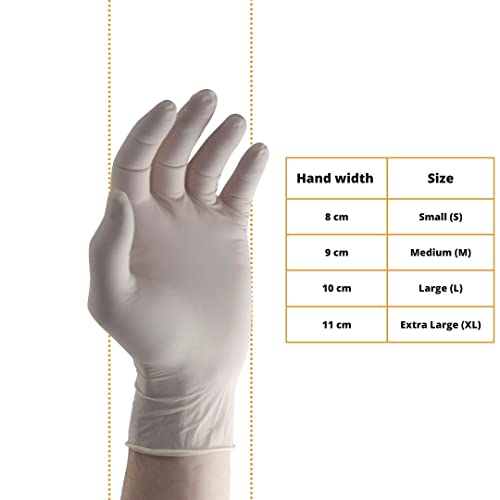 GTSE Box of 100 Latex Gloves, Size Large (L), Lightly Powdered Disposable Gloves, White, Suitable for Medical Use, Automotive, Cleaning and Industrial