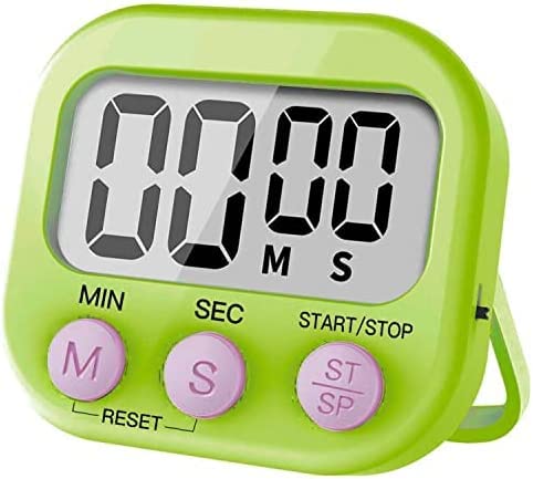 Kitchen Timer, Digital Visual Timer Stopwatch Countdown Timer With Loud Alarm, Magnetic Backing, Stand, (Green)