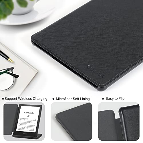 CoBak Case for 6.8 inches Kindle Paperwhite 11th Generation 2021 Release, PU Leather Smart Cover with Auto Sleep/Wake, Slim Shell for Kindle Paperwhite Signature Edition and Kindle Paperwhite 2022, Black