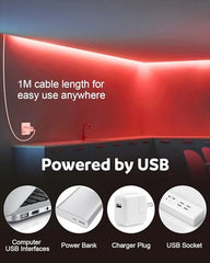 Aclorol COB LED Strip Light 5V USB Powered COB Led Light Red 3.28FT 320Leds CRI85and Flexible Led Light Strip 1M for TV Wall Secretaire Cabinet Bed Lighting and Other DIY Lighting