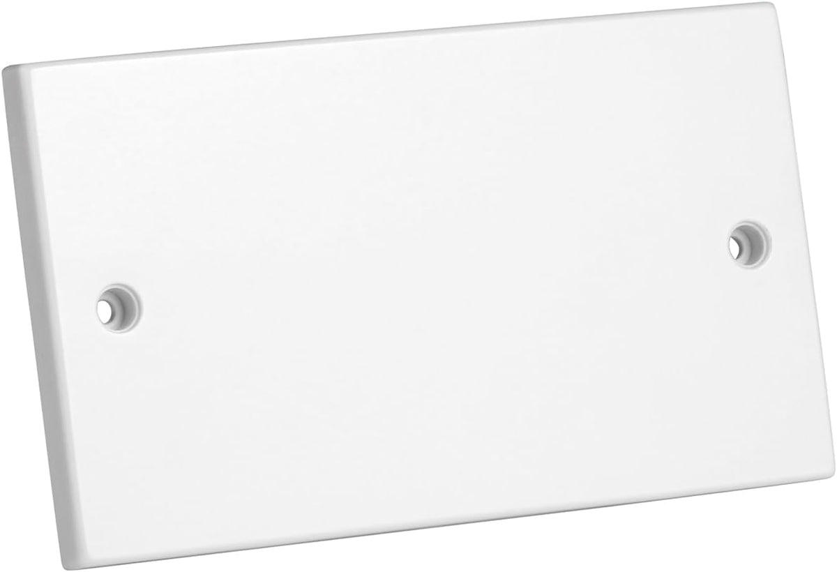 rhinocables Electrical Blanking Plate 2 (Two) Gang - White Gloss Plastic Finish (1, Double)