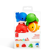 Munchkin Floating Ocean Animal Themed, Bath Squirt Toys for Baby, 4 Count ( Pack of 1)