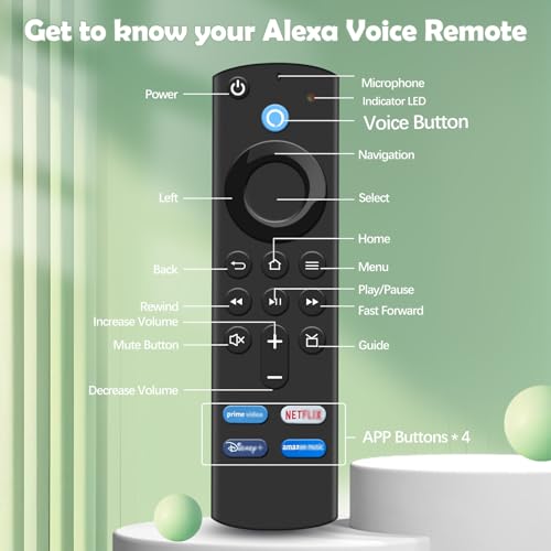 Replacement Voice Remote 3rd Gen with Voice Function fit for AMZ Smart TVs 4K/4K Max/Lite/Cube Stick,and fit for Smart TVs Cube (1st Gen and Later)