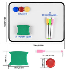 Dry Erase Whiteboards, A4 Size Small Double Sided White Boards, with Dry Erase Pens, Eraser, Magnets for School Home Office Classroom Kids Children Students Drawing Writing - 30x21 cm