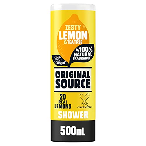 Original Source Lemon & Tea Tree Shower Gel, 100 Percent Natural Fragrance, Vegan, Cruelty Free, Paraben Free, Bulk Buy, Pack of 6 x 500 ml