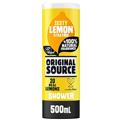 Original Source Lemon & Tea Tree Shower Gel, 100 Percent Natural Fragrance, Vegan, Cruelty Free, Paraben Free, Bulk Buy, Pack of 6 x 500 ml